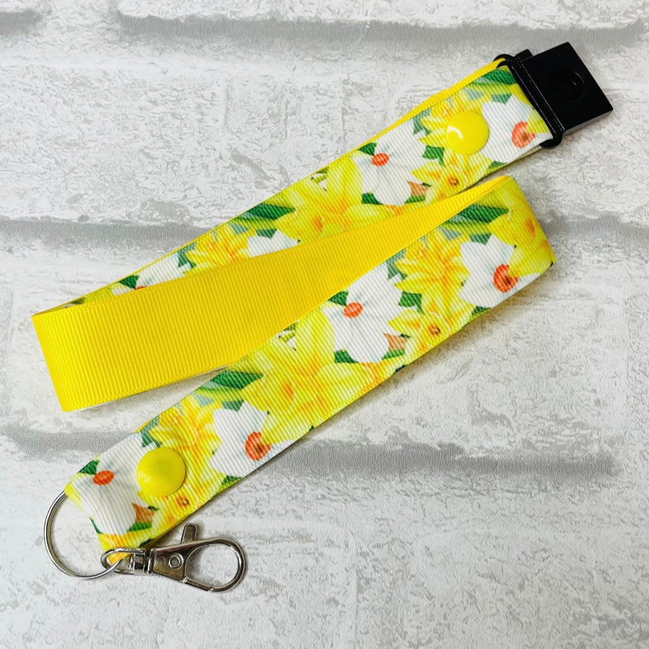 Daffodil Floral Print Personalised Lanyard