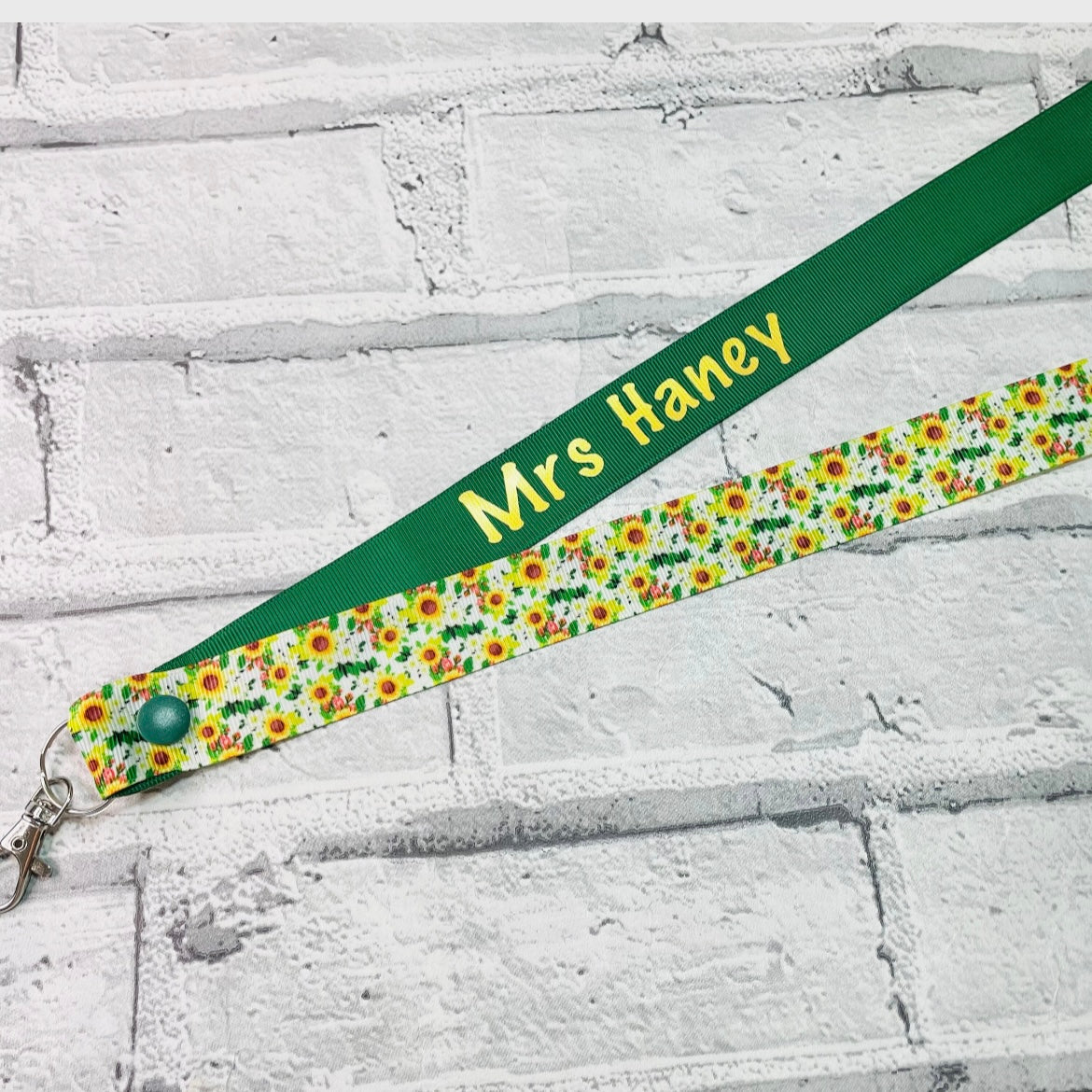 Sunflower Floral Print Personalised Lanyard