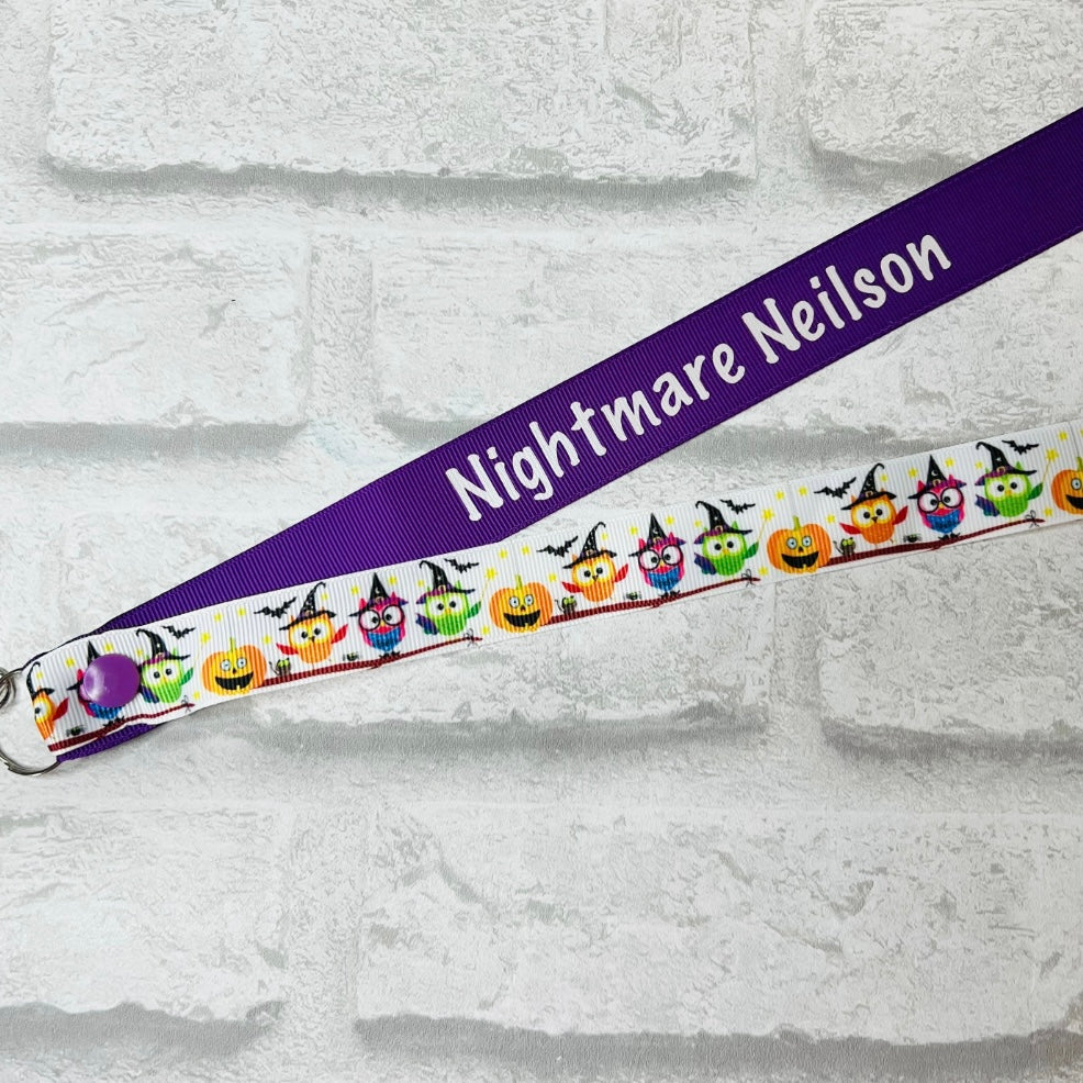 Halloween Owls Print Personalised Lanyard