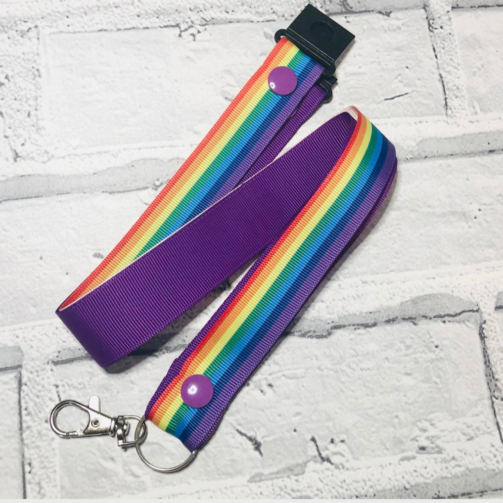 Rainbow Stripe Print Personalised Lanyard