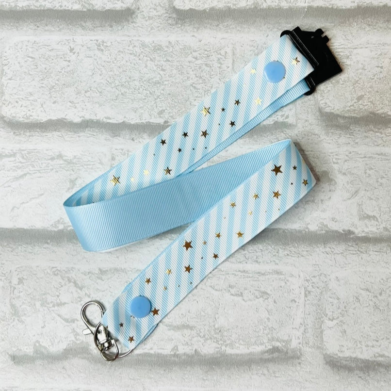 Blue Stars & Stripe Print Personalised Lanyard