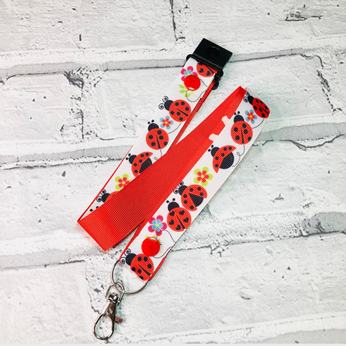 Ladybird Print Personalised Lanyard