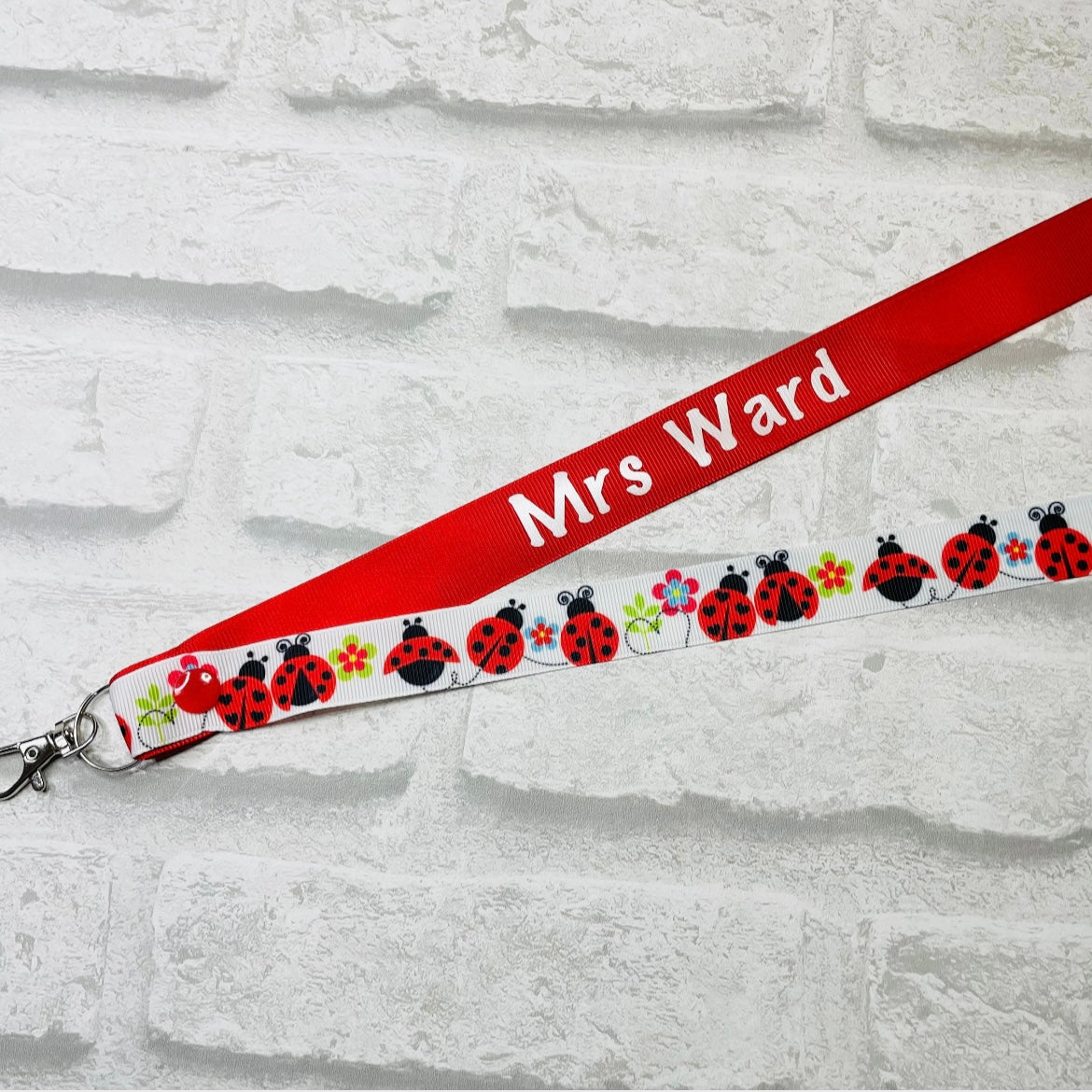 Ladybird Print Personalised Lanyard