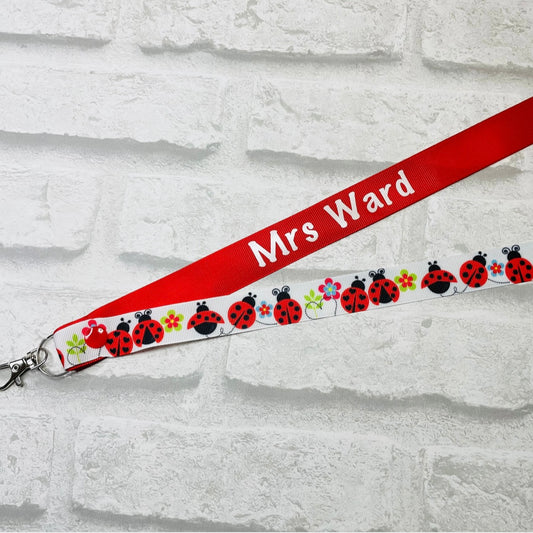 Ladybird Print Personalised Lanyard
