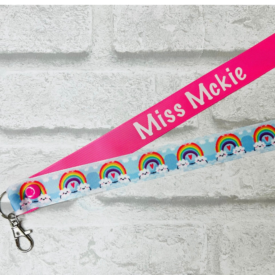 Happy Rainbows Print Personalised Lanyard