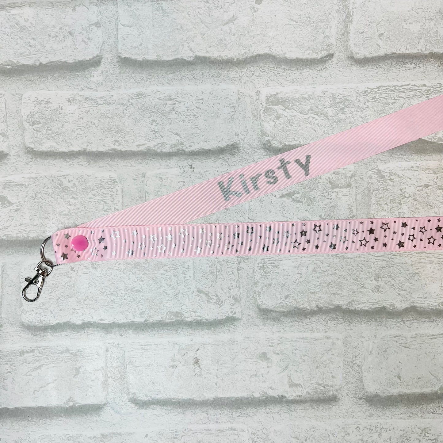 Silver Star Print Personalised Lanyard - multiple colour options