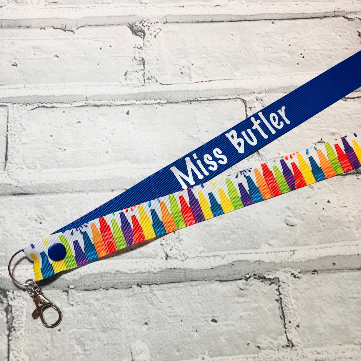 Splatter Crayon Print Personalised Lanyard