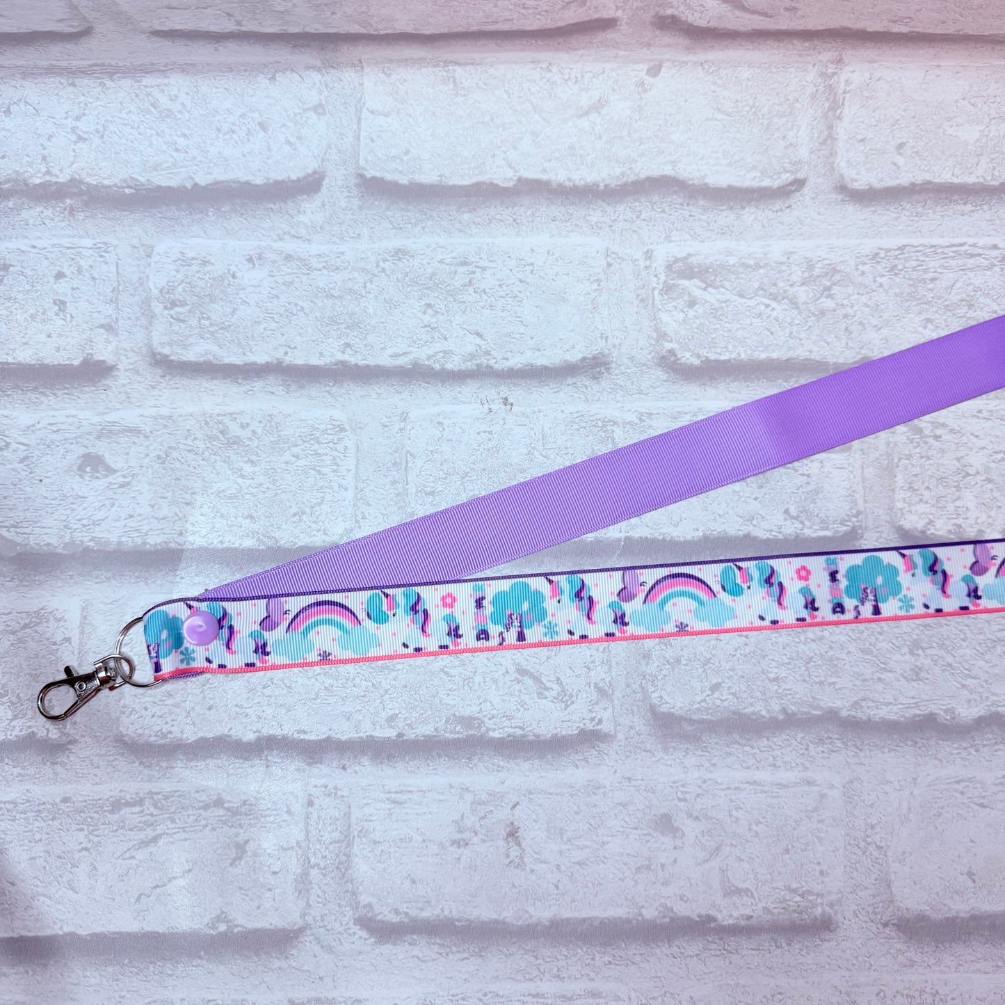 SALE Lilac Rainbow Unicorn Print Personalised Lanyard