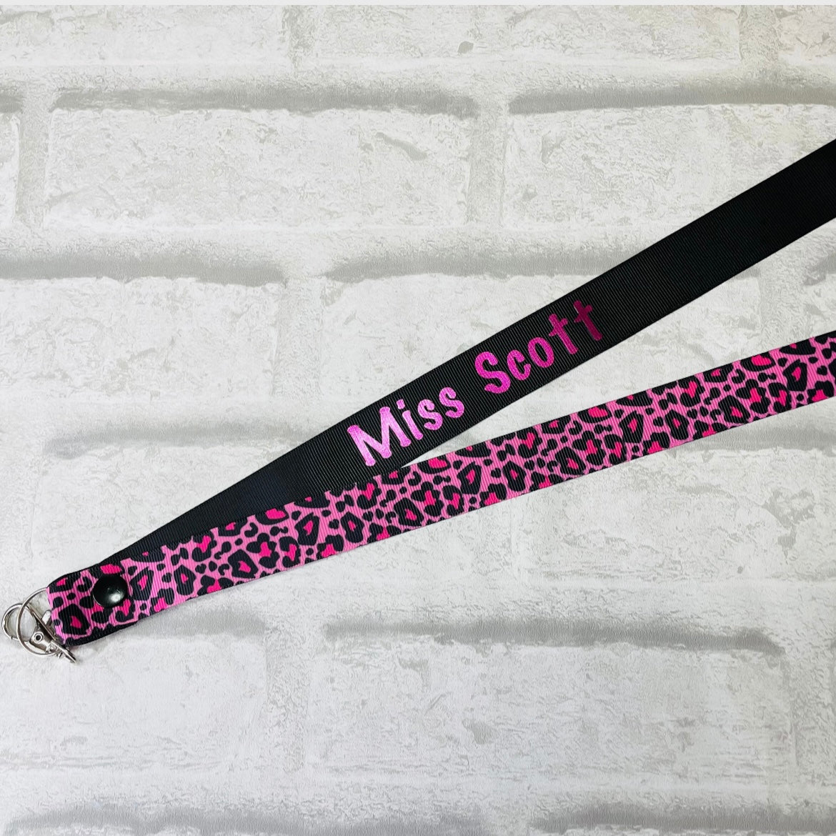 Pink Leopard Print Personalised Lanyard