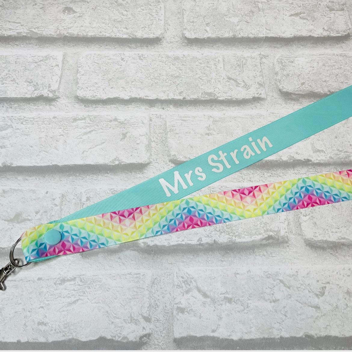 Pastel Geometric Print Personalised Lanyard