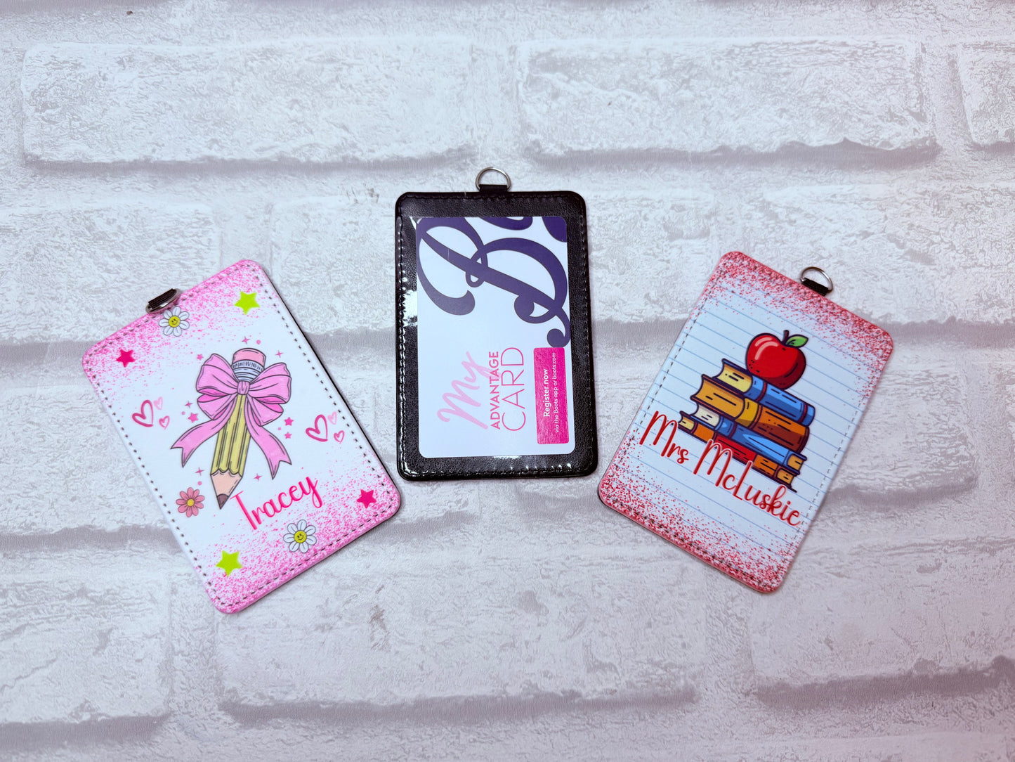 Pink Bow Pencil ID Card Holder Personalised
