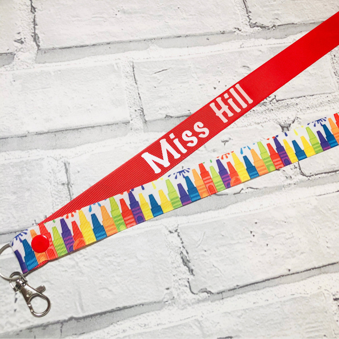 Splatter Crayon Print Personalised Lanyard