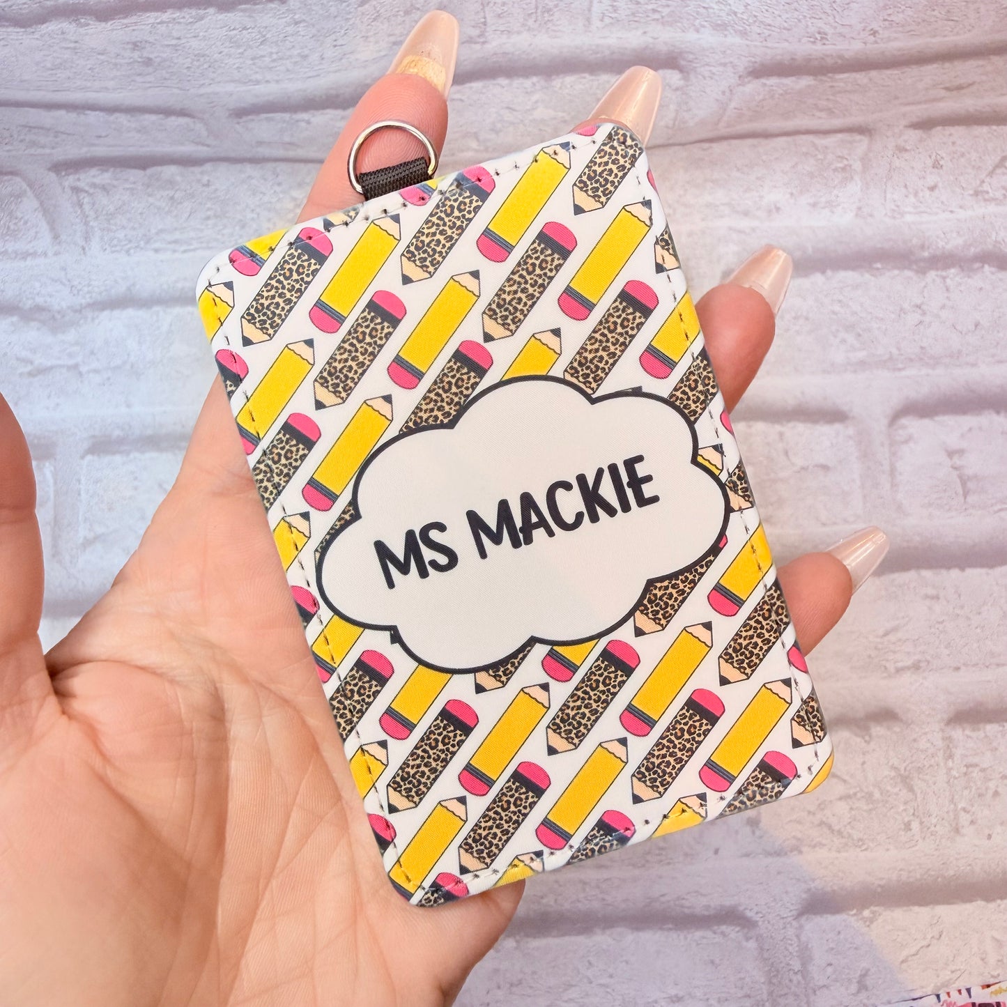 Funky Pencils Print Personalised Lanyard & ID Card Holder Duo