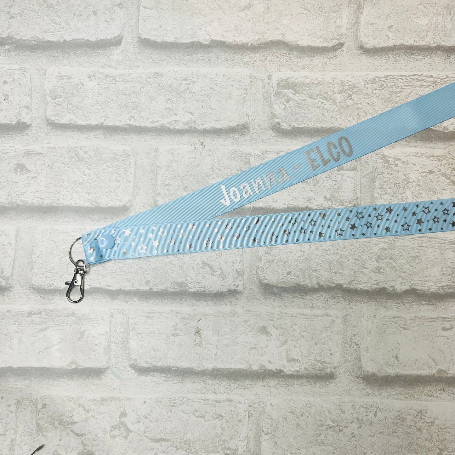Silver Star Print Personalised Lanyard - multiple colour options