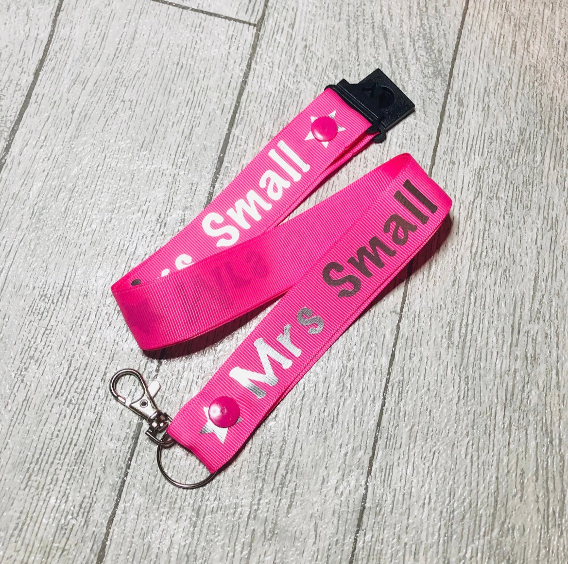 Name Repeat With Hearts Print Personalised Lanyard