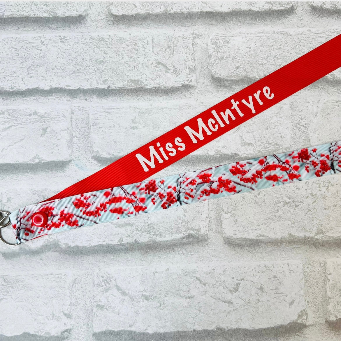 Winter Berries Floral Print Personalised Lanyard