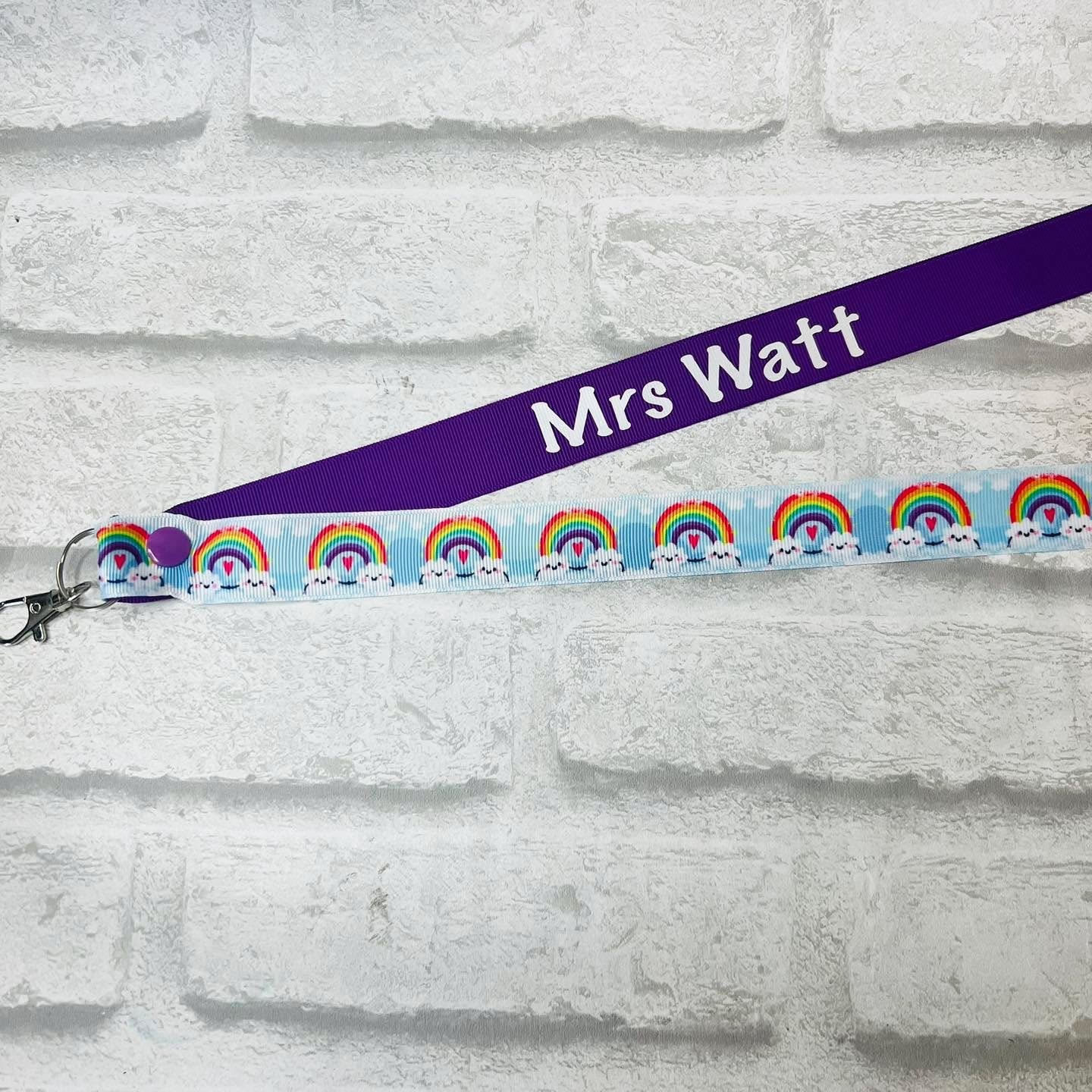 Happy Rainbows Print Personalised Lanyard