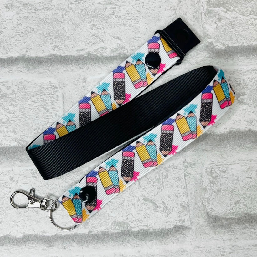 Funky Pencil Print Personalised Lanyard