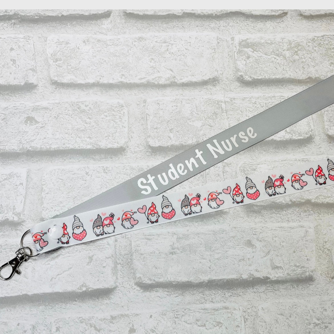 Gonks In Love Print Personalised Lanyard