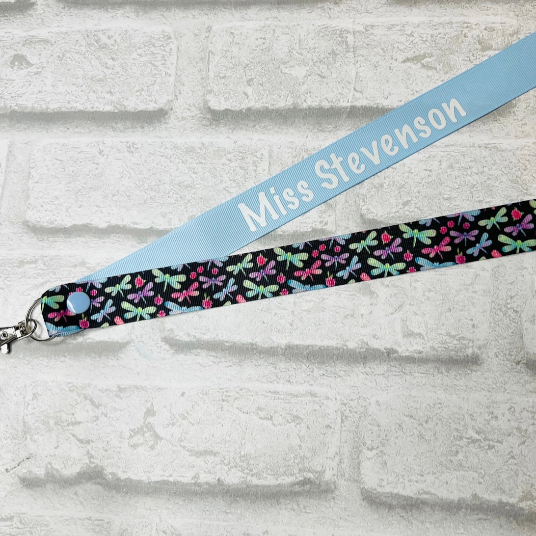 Dragonfly Print Personalised Lanyard