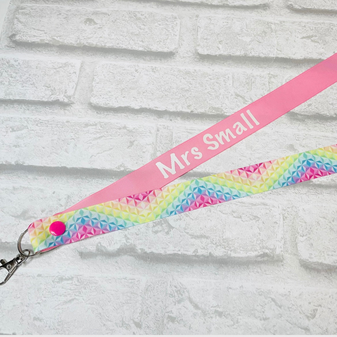 Pastel Geometric Print Personalised Lanyard