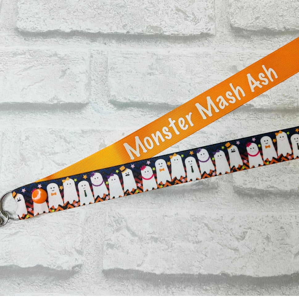 Halloween Ghost Print Personalised Lanyard