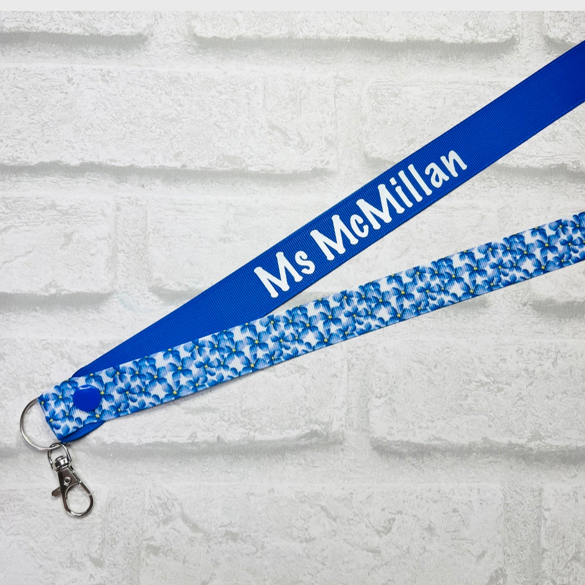 Forget Me Not Floral Print Personalised Lanyard