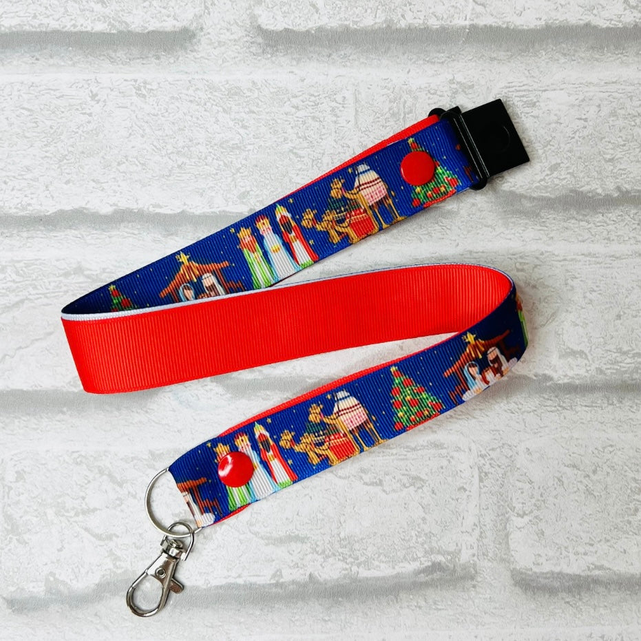Christmas Nativity Print Personalised Lanyard