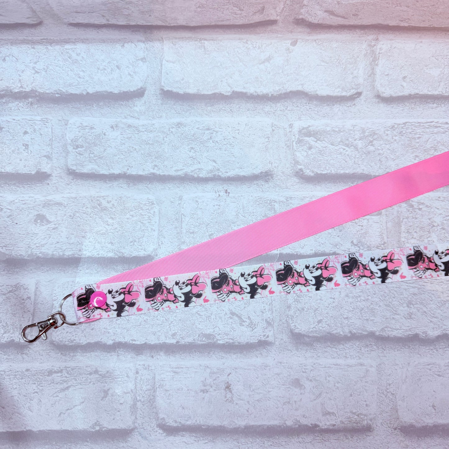 SALE Pastel Minnie Print Personalised Lanyard