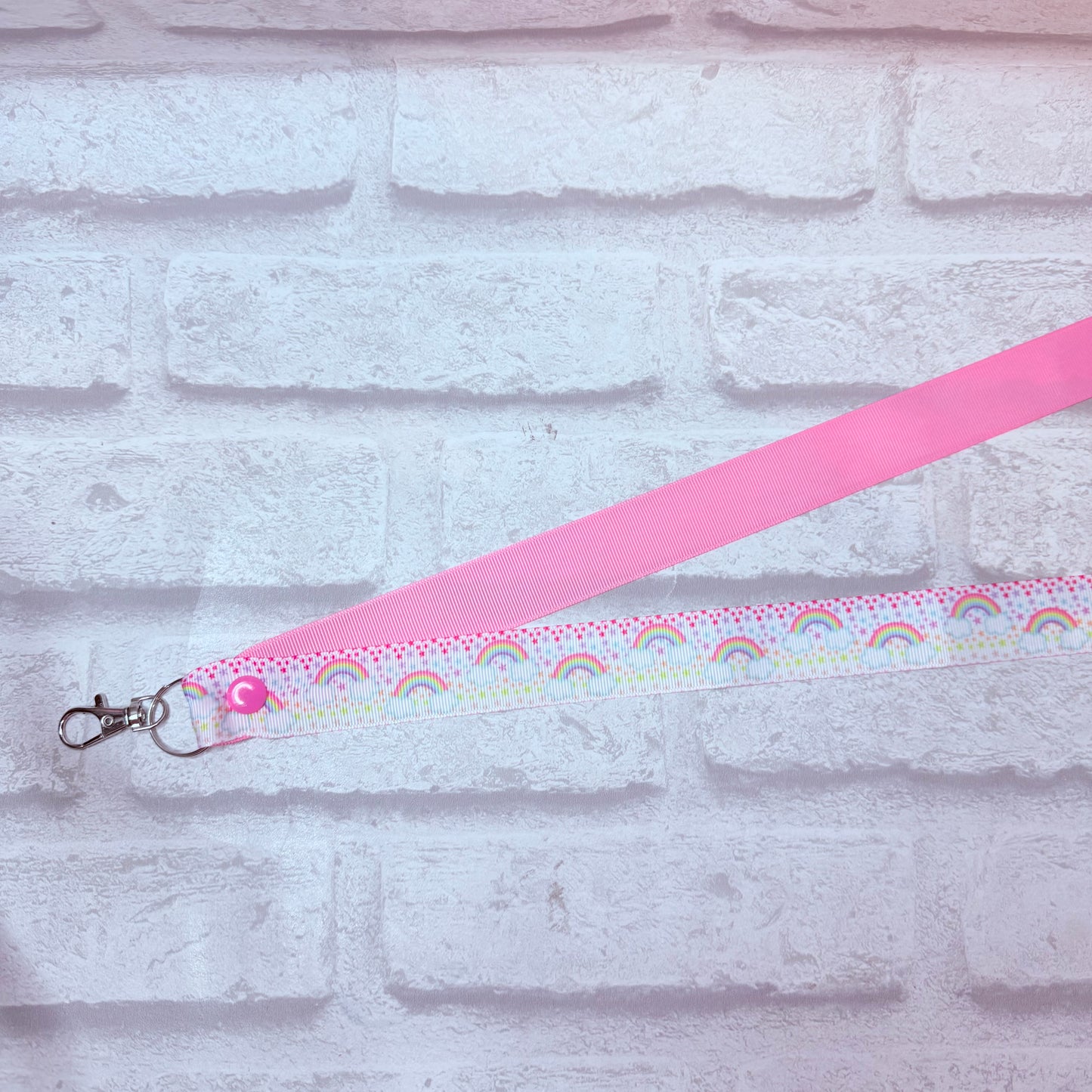 SALE Pastel Rainbow Print Personalised Lanyard