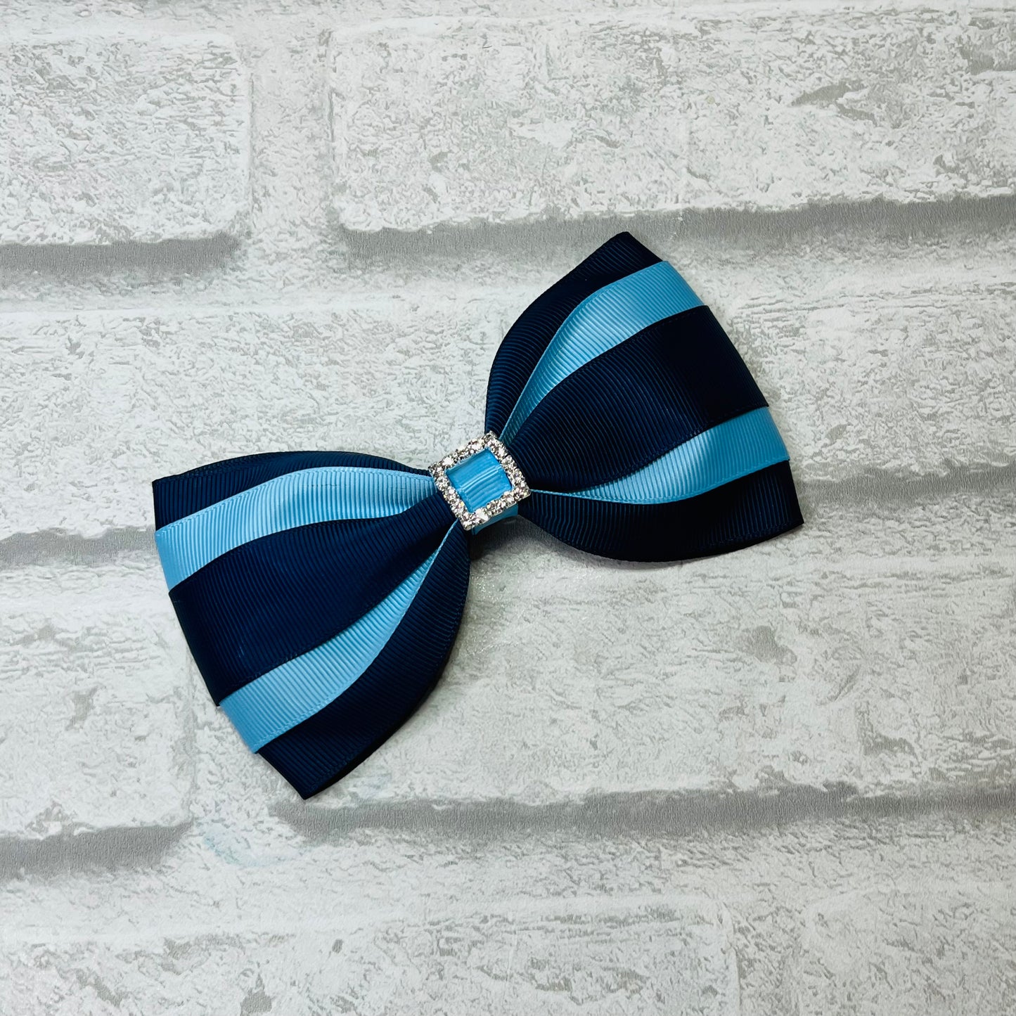 Handmade Large Stripe Tux School Bow