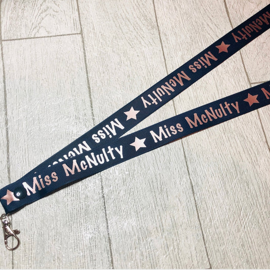 Name Repeat With Stars Print Personalised Lanyard
