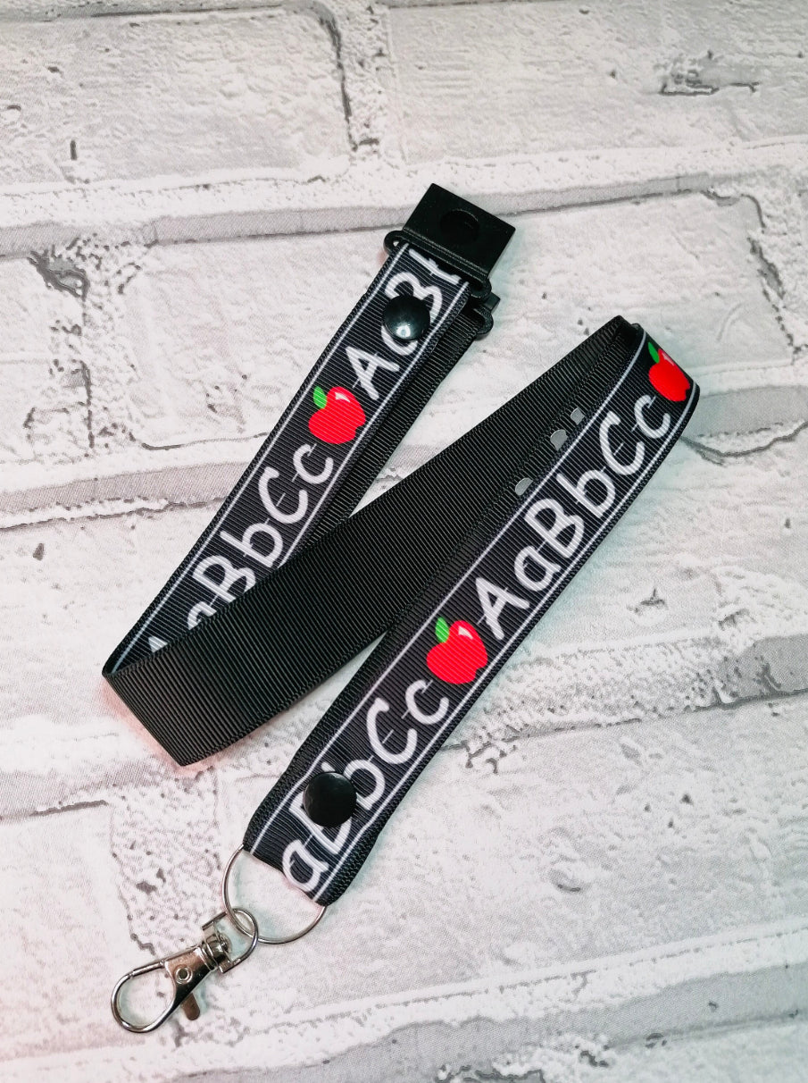 Black ABC Print Personalised Lanyard