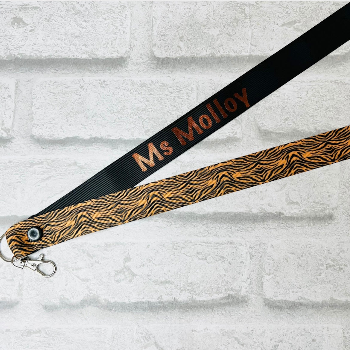 Tiger Print Personalised Lanyard