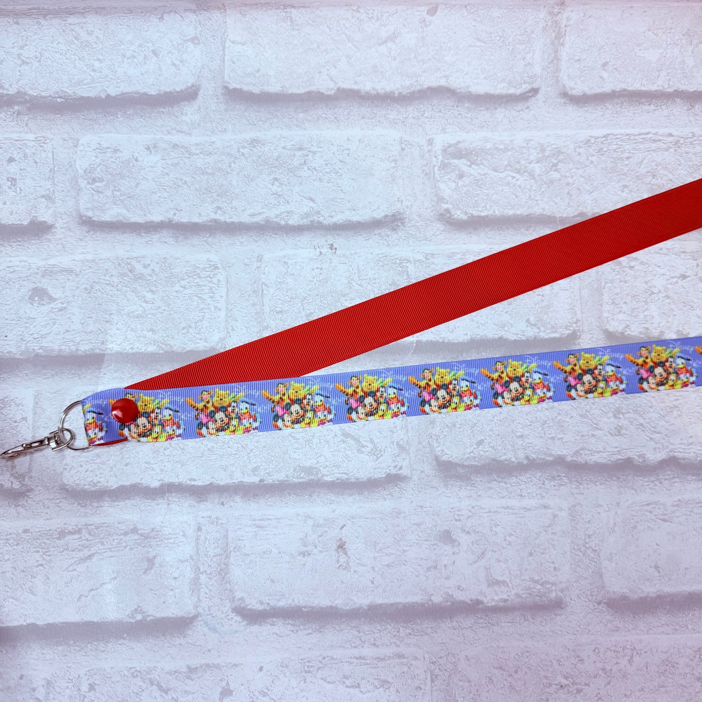 SALE Blue Backed Disney Friends Print Personalised Lanyard