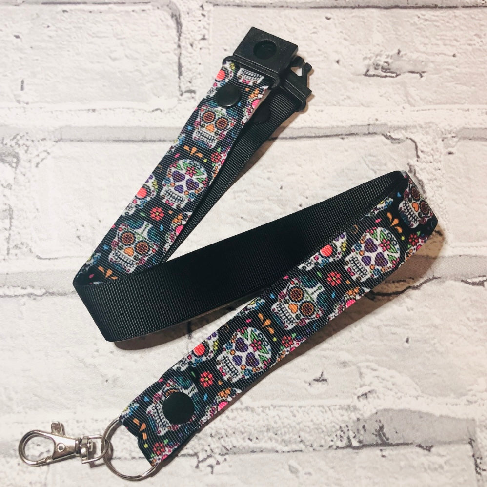 Sugar Skulls Halloween Print Personalised Lanyard