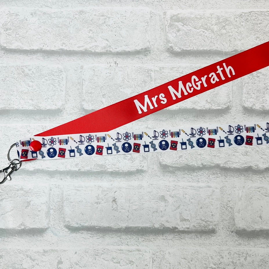 Science Print Personalised Lanyard