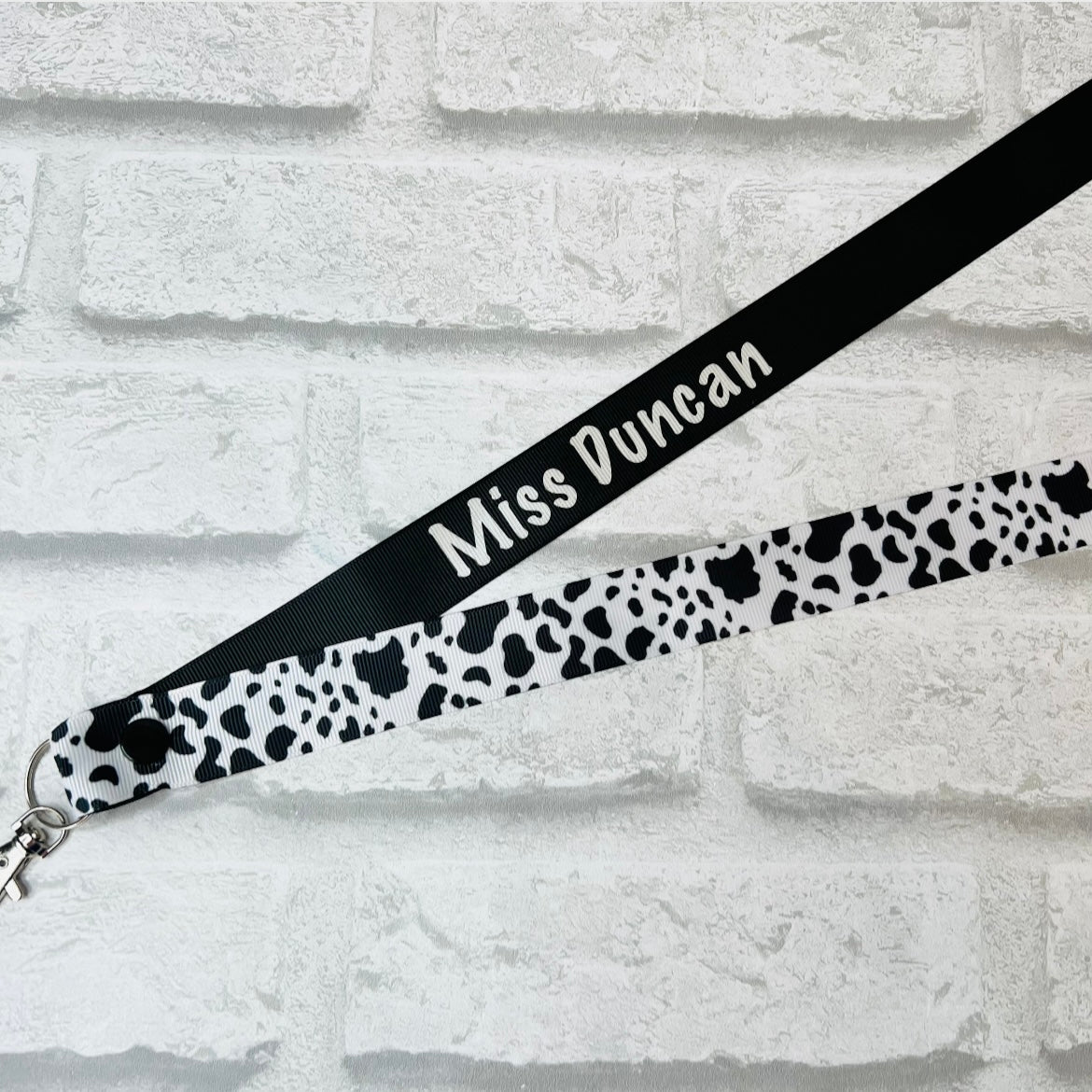 Cow Print Personalised Lanyard
