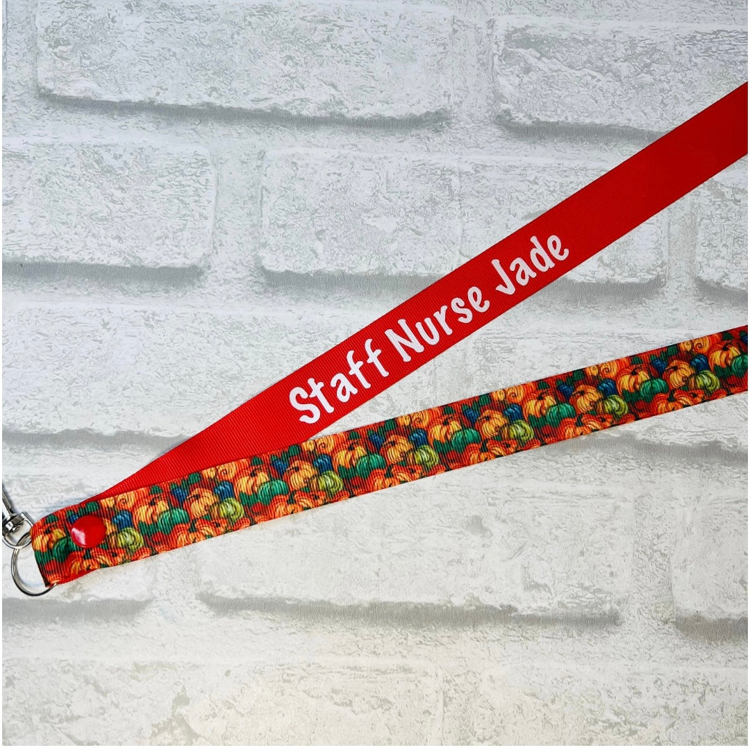 Mini Pumpkins Halloween Print Personalised Lanyard
