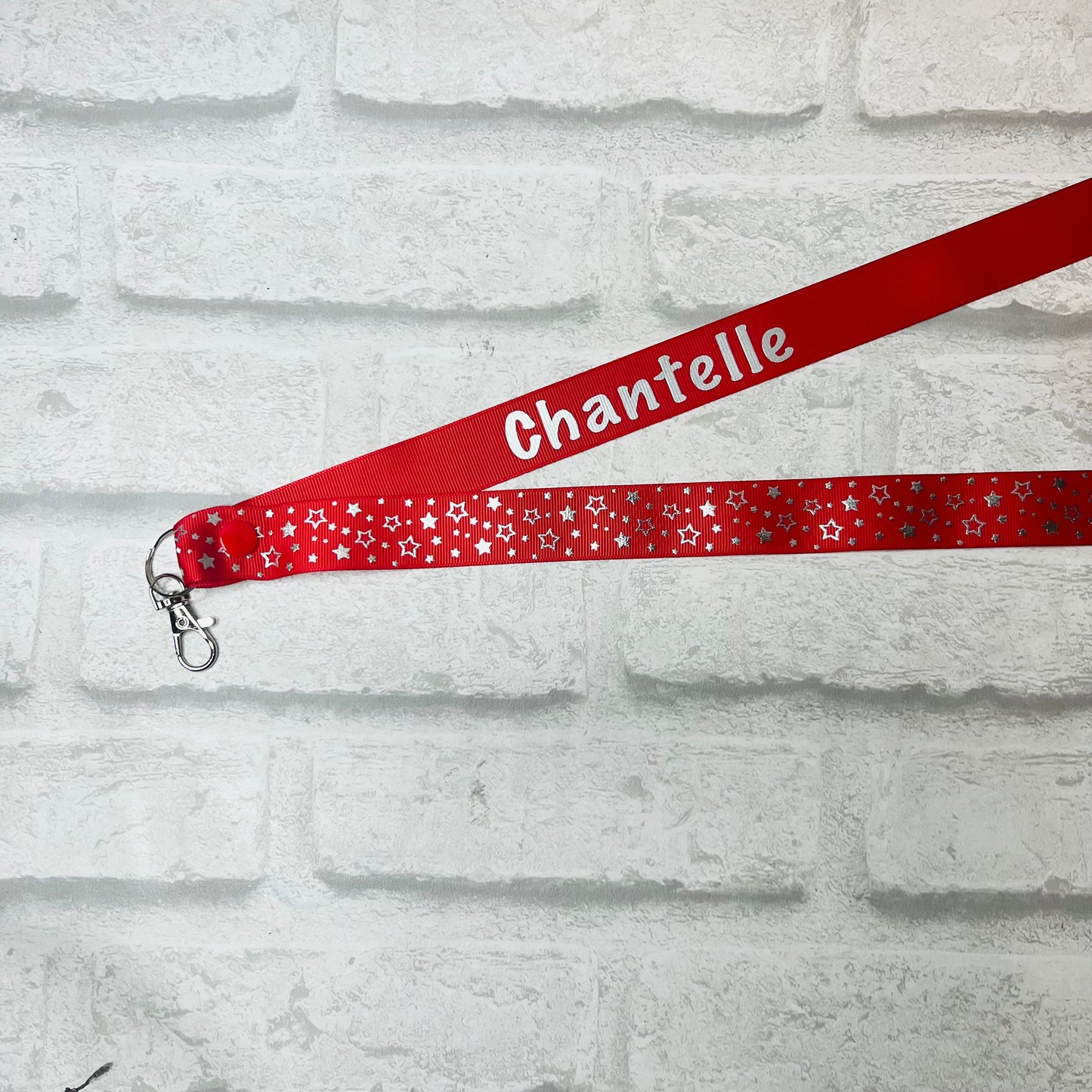 Silver Star Print Personalised Lanyard - multiple colour options