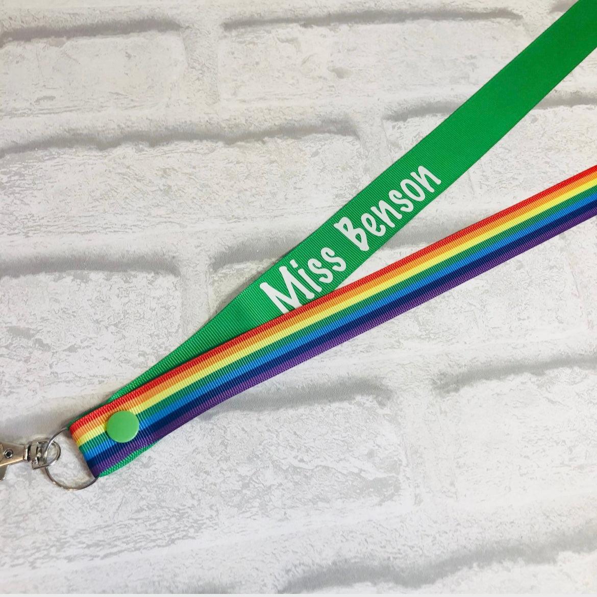 Rainbow Stripe Print Personalised Lanyard