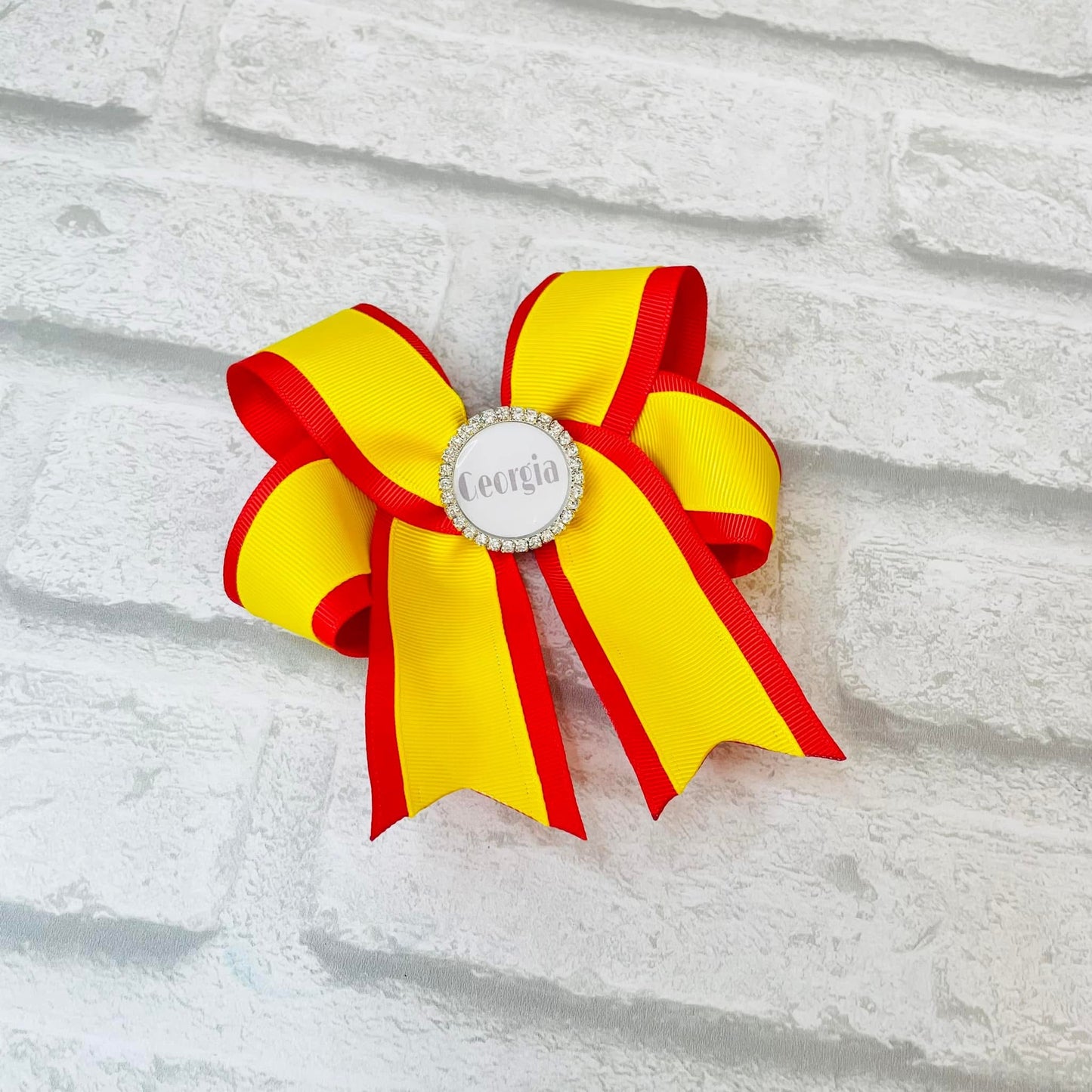 Handmade Large 4 Loops Tails Down School Bow - Personalised