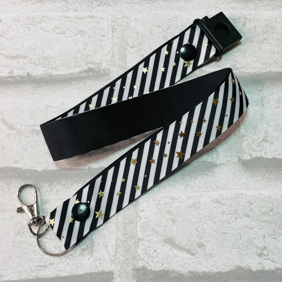 Black Stars & Stripe Print Personalised Lanyard