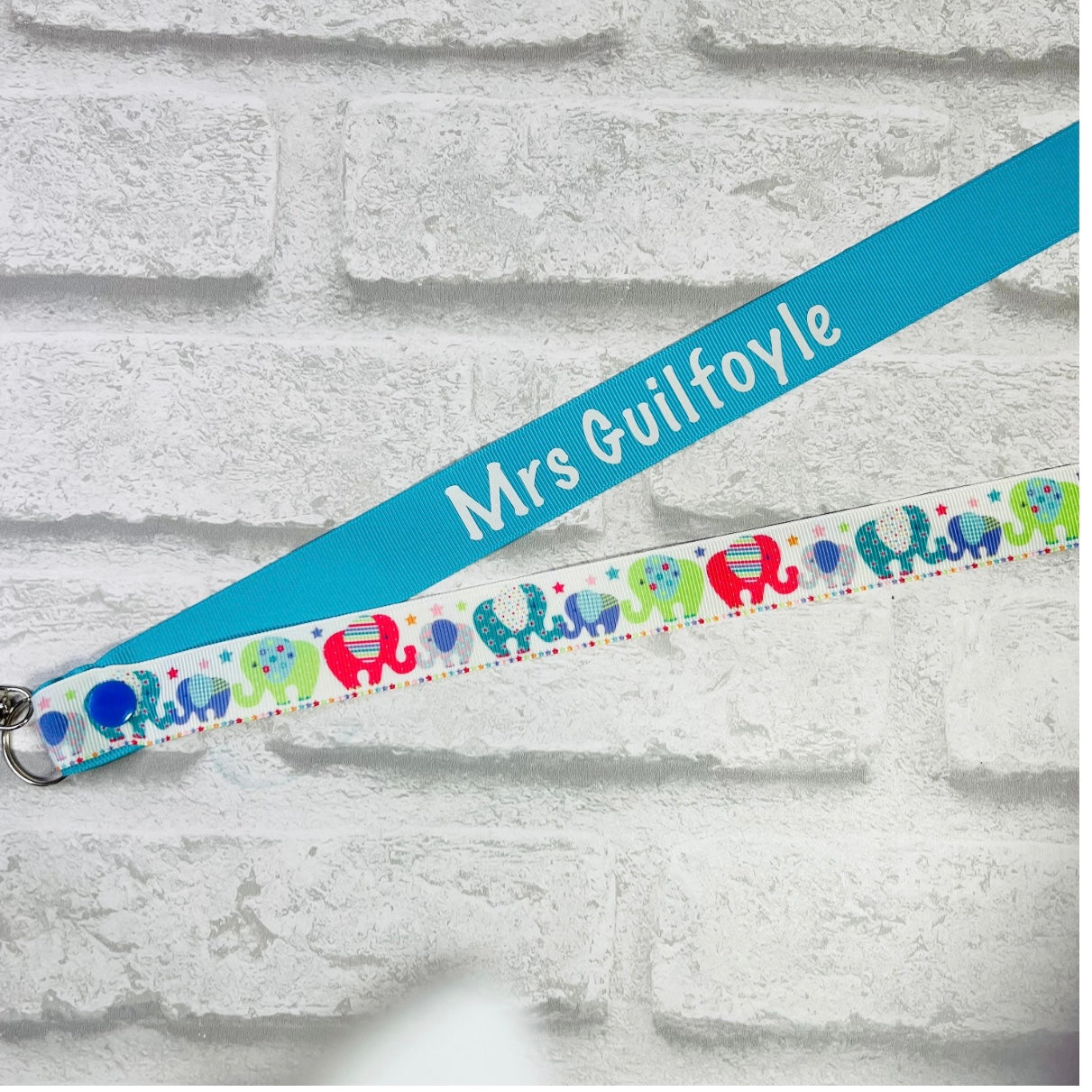 Elephant Rainbow Print Personalised Lanyard