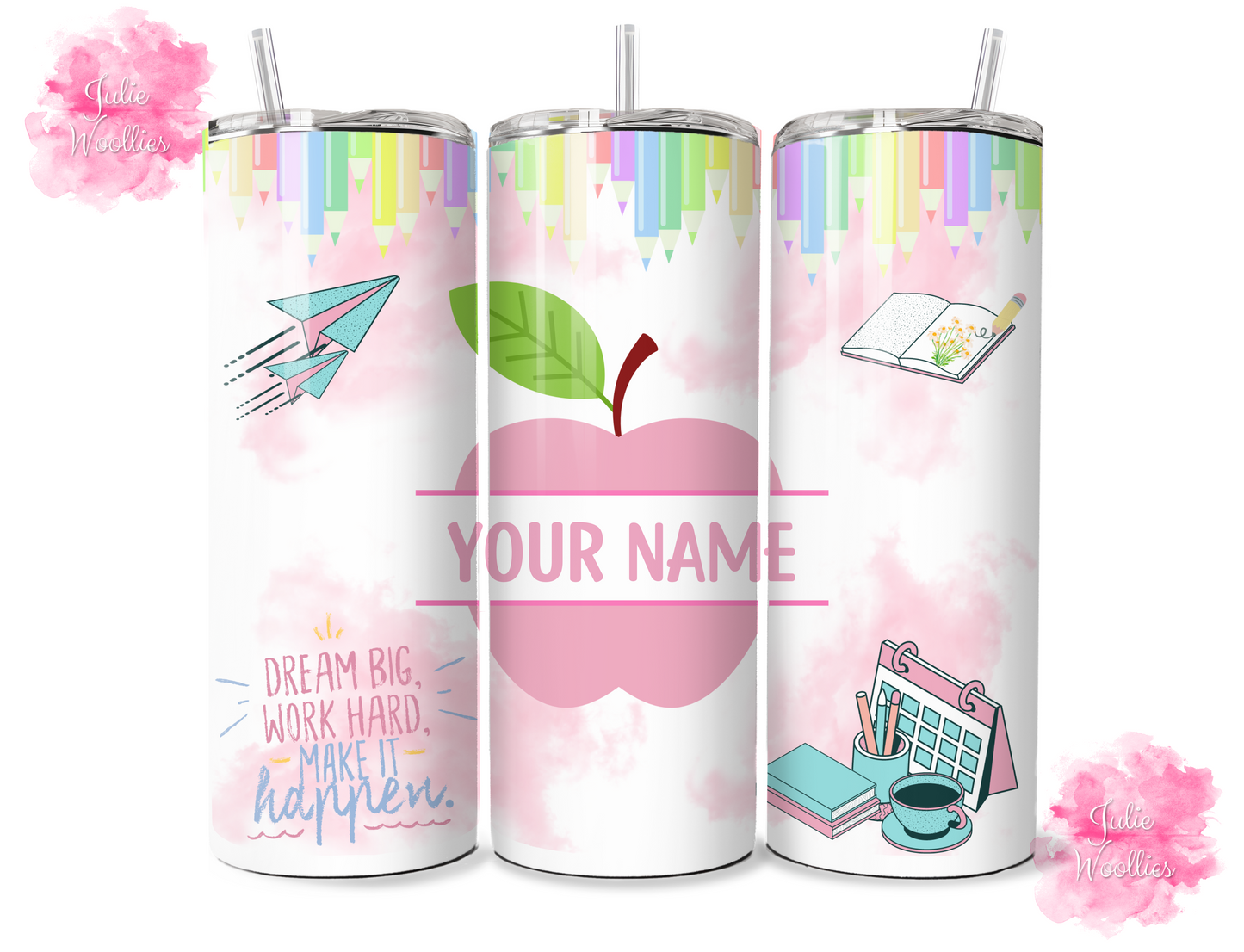 Pink Teacher Apple - 20oz Insulated Tumbler