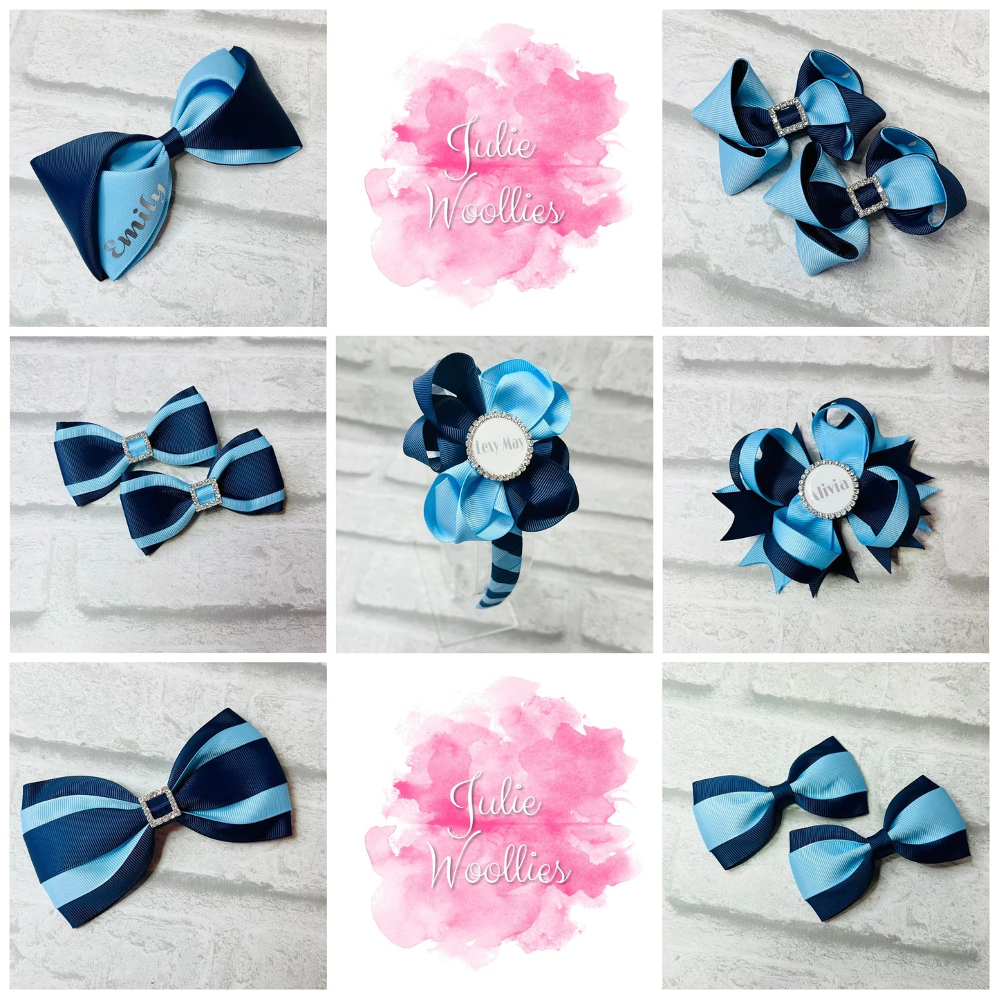 Handmade Bow Bundle 2 School Bows - Personalised
