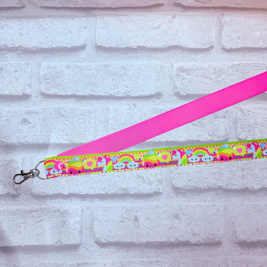 SALE Bright Rainbow Unicorn Print Personalised Lanyard