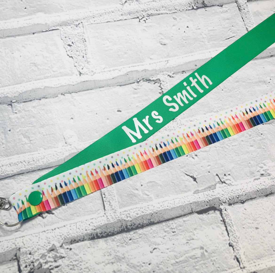 Spotty Pencil Print Personalised Lanyard