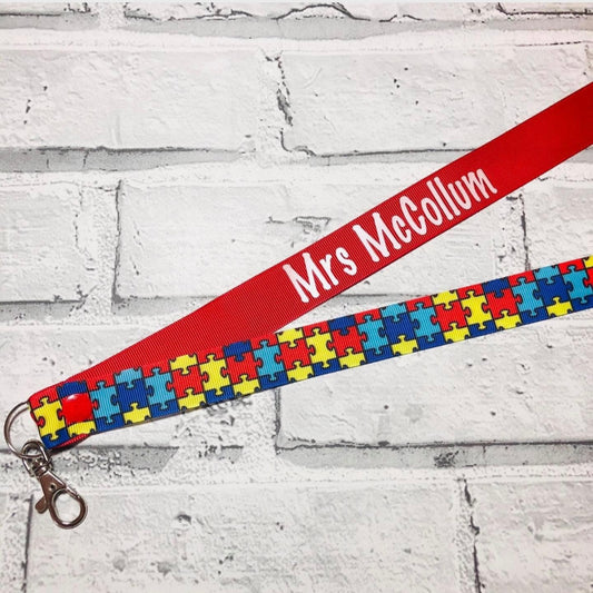 Autism Jigsaw Puzzle Print Personalised Lanyard