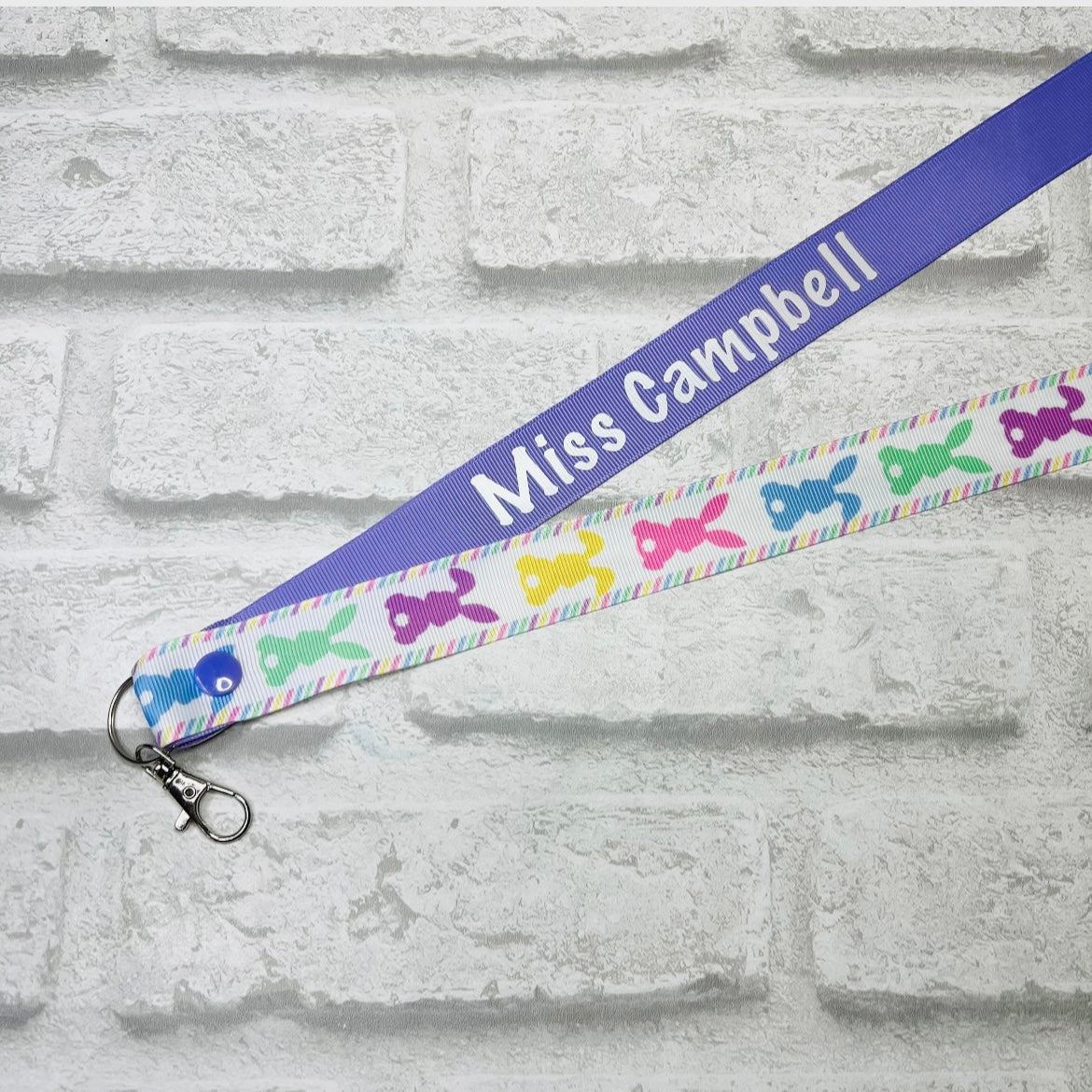 Pastel Easter Bunny Print Personalised Lanyard